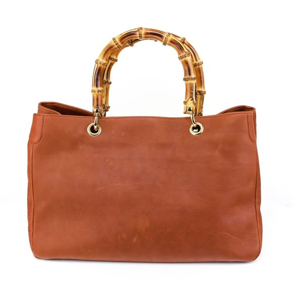 Mark and Graham Bamboo Elisabetta Tote Hazelnut Made in Italy - Picture 7 of 11